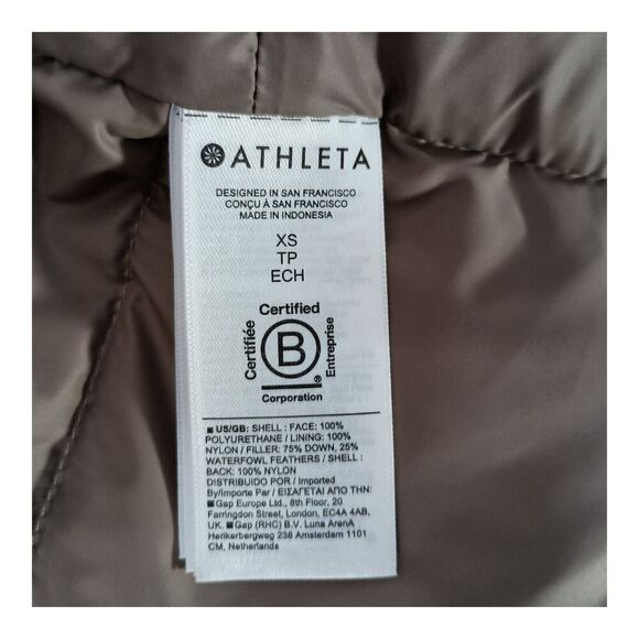 Athleta Downtown Gilet Puffer Vest Goose Down Bronze Metallic Shiny Womens XS - Picture 5 of 5